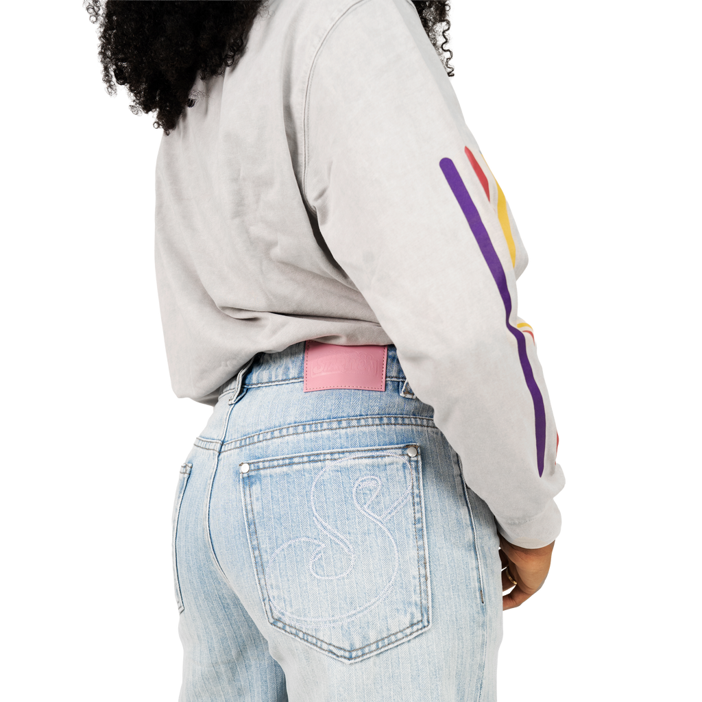 Pinstripe Denim Jeans
