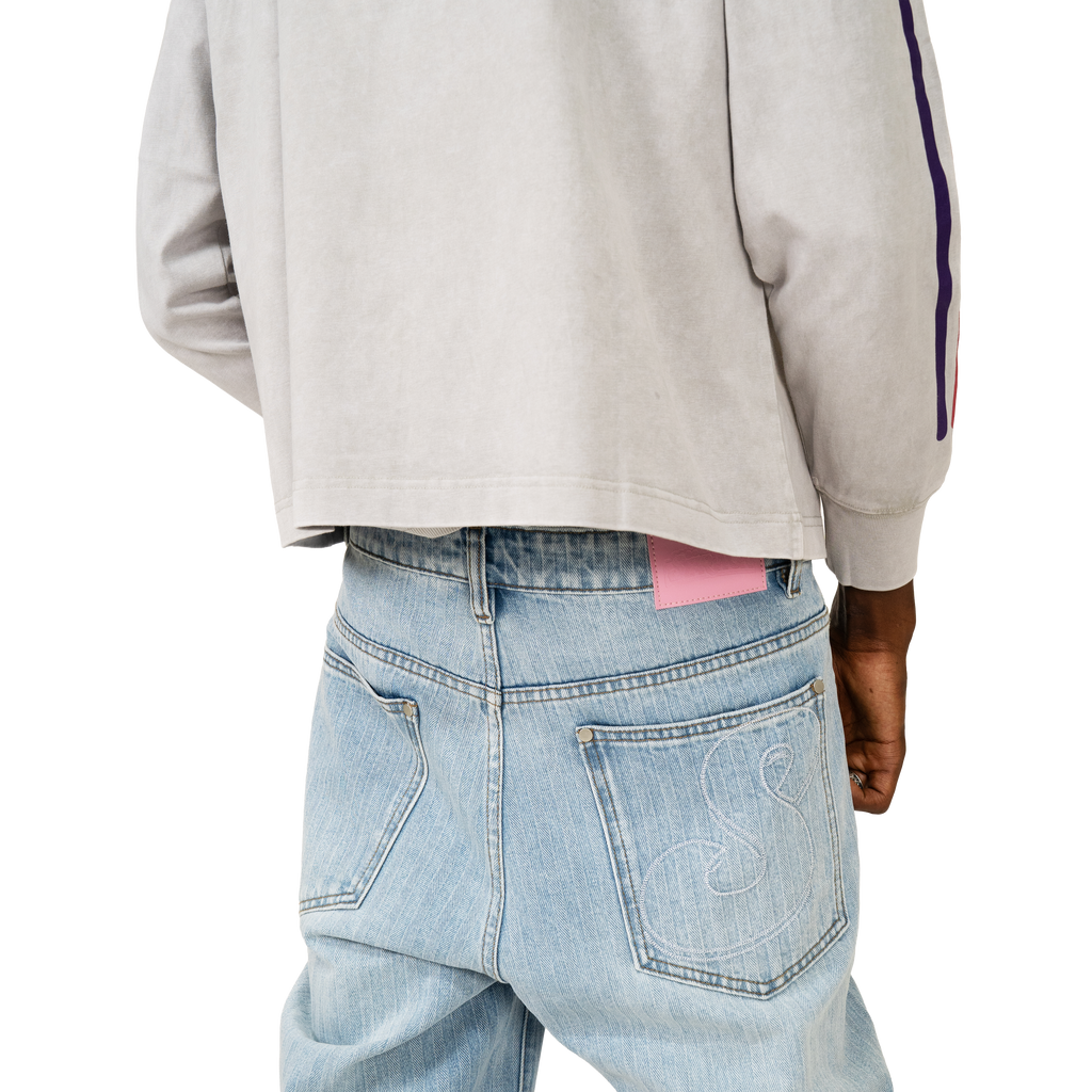 Pinstripe Denim Jeans